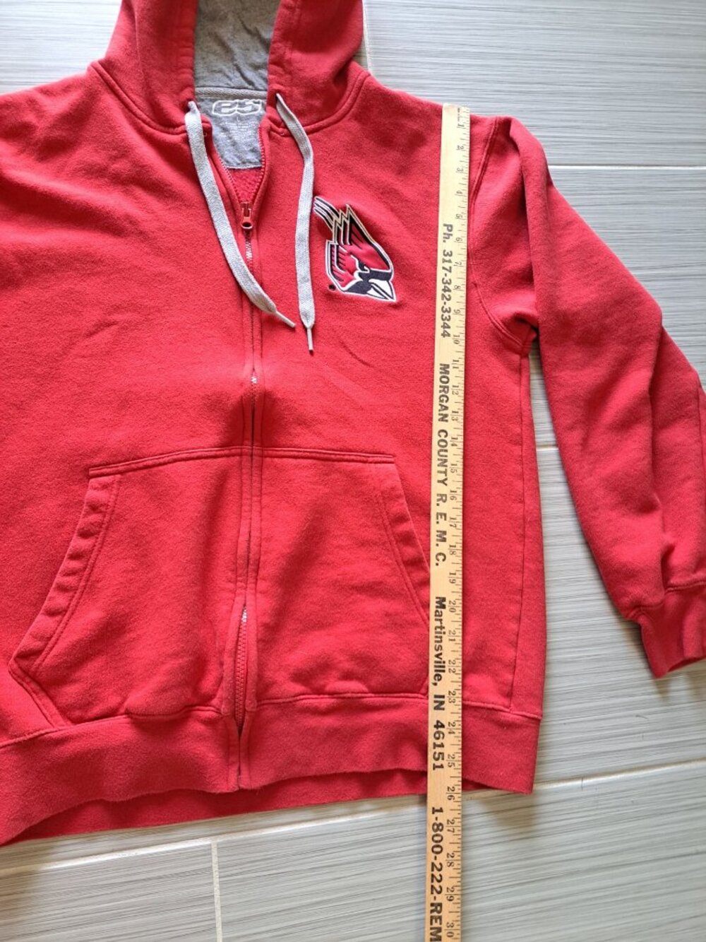 E5 Ball State Cardinals Red Zip-Up Hoodie Sweatshirt Women's L Embroidered - Picture 7 of 9